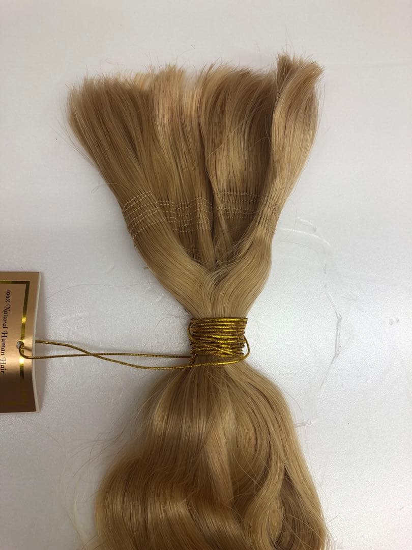 最高級人毛100%ブロンド ウェーブ ロングエクステンション