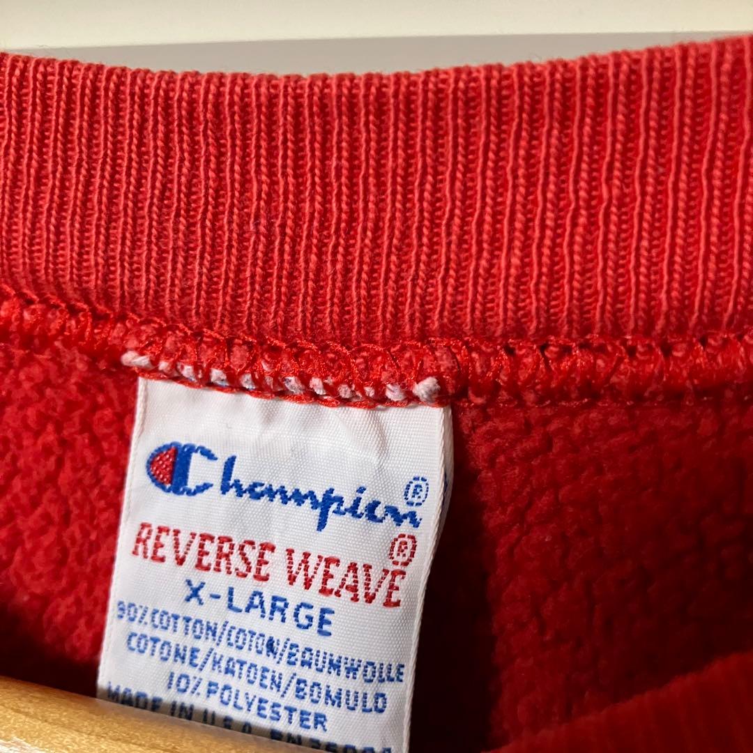 90s 刺繍タグ Champion リバースウィーブ WISCONSIN XL