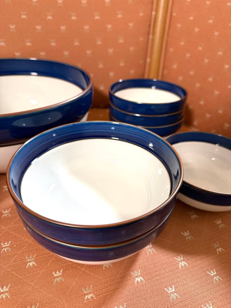 【未使用】日本製　波佐見焼　白山陶器　マルティブルー ボウル＆皿12個セット