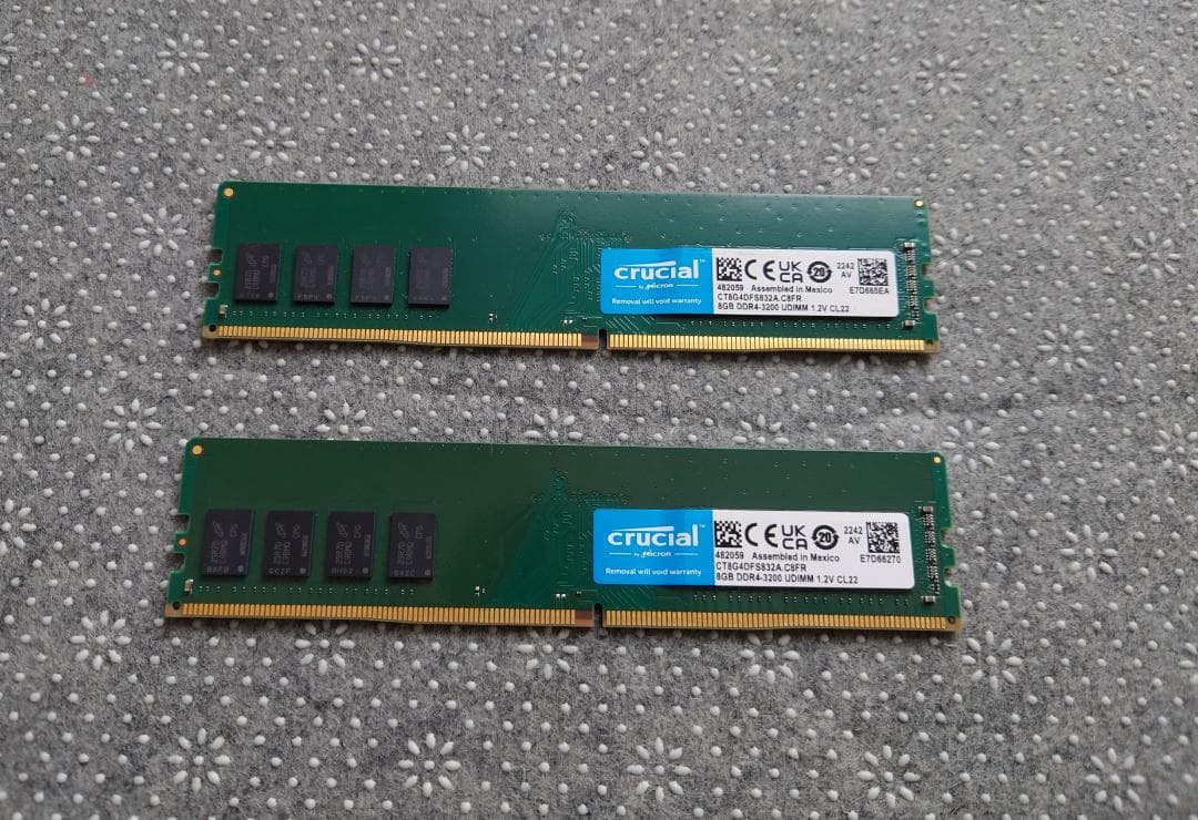 Crucial 16GB DDR4 メモリー 3200MHz 8GB×2枚