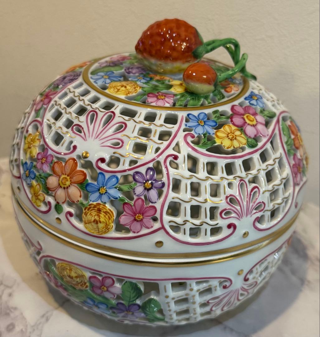 ヘレンド ファンタジー ボンボニエール 特大 透かしボンボン入れ 小物