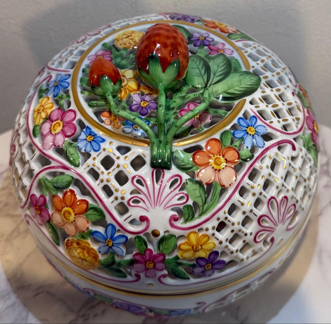 ヘレンド ファンタジー ボンボニエール 特大 透かしボンボン入れ 小物