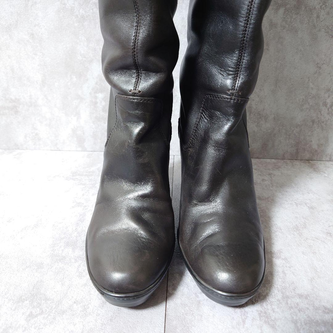 TOD’S トッズ ロングブーツ レザー ダークブラウン 37 1/2 美脚