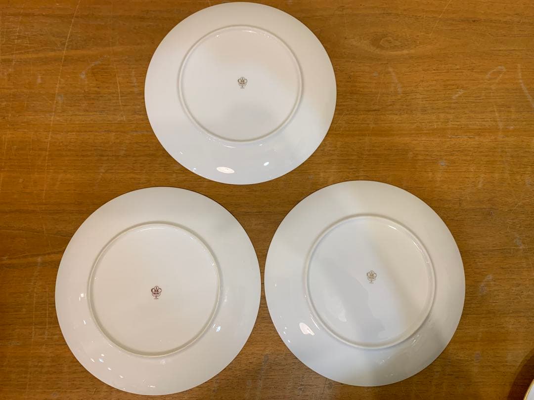 N1129-22★OKURA CHINA 青い花柄の陶器皿6枚セット 直径23㎝