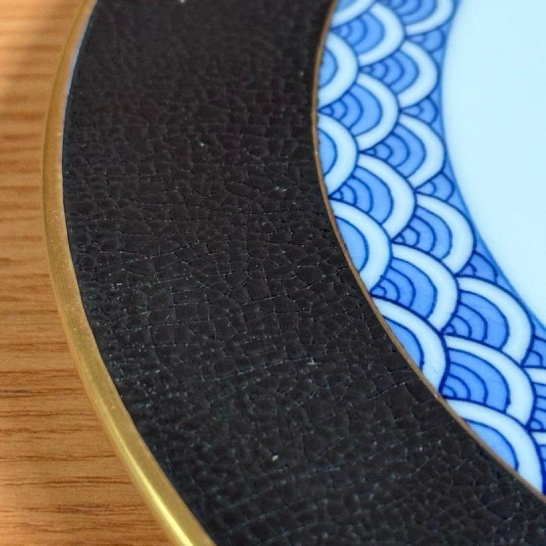 伊万里焼 畑萬陶苑 キュイール金彩青海波文 フラットプレート☆