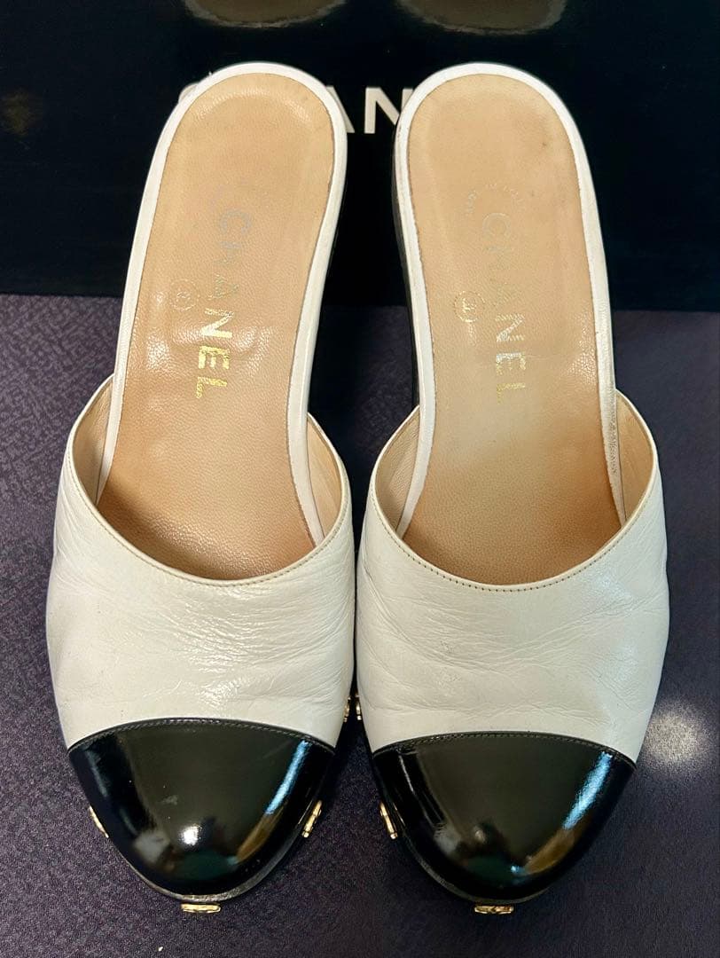 ル*イ様 CHANEL シャネル ミュール サンダル 38 バイカラー