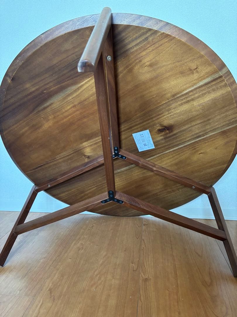 円形木製テーブル ダークブラウン