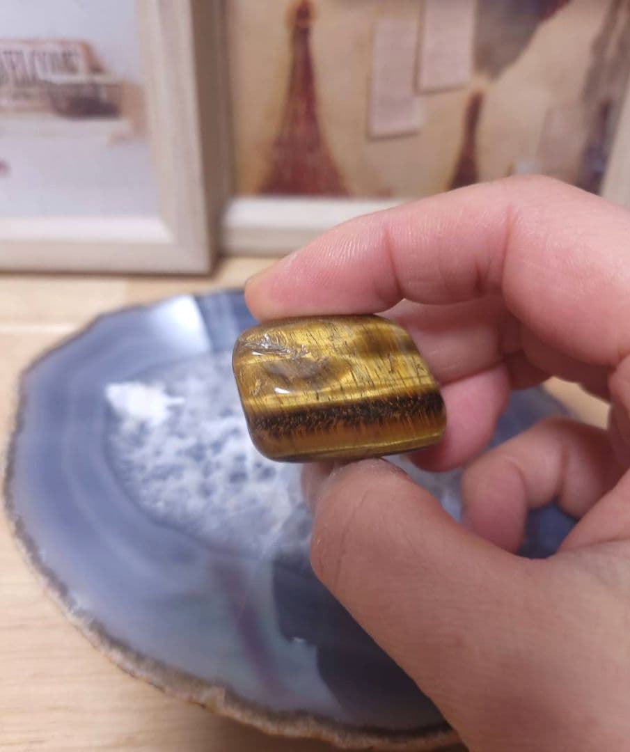 【№3】天然石　虎目石タイガーアイ レッドタイガーアイ アメジスト　3点タンブル