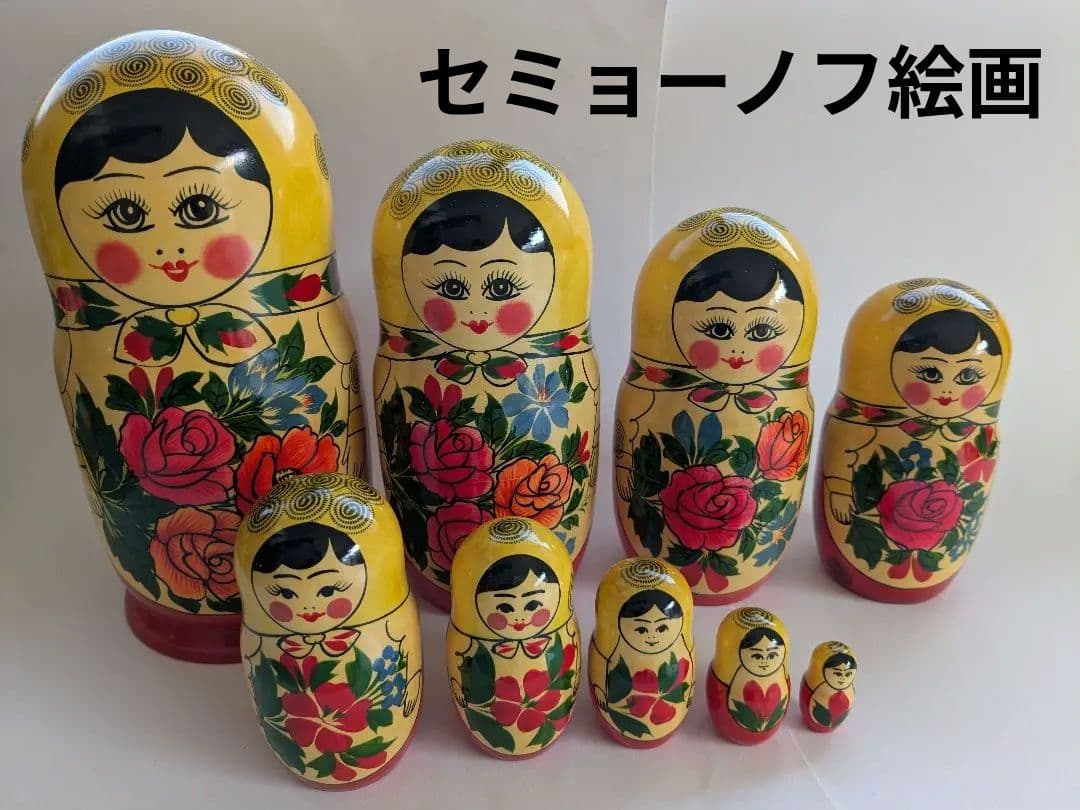 大きい マトリョーシカ ロシア 8個セット 花柄 セミョーノフ絵画
