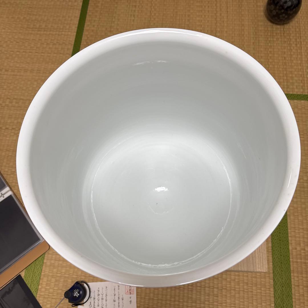 藤井朱明 壺 飾り壺 花器 日展人気作家 花瓶 有田焼 特大雪景色 共箱付き
