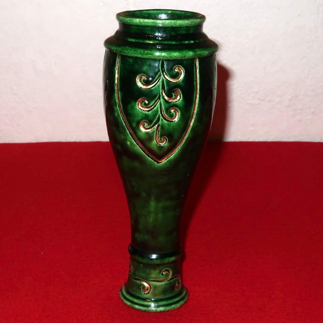 【茶道具】吉村楽入作　如心斎好　青楽花入　表千家