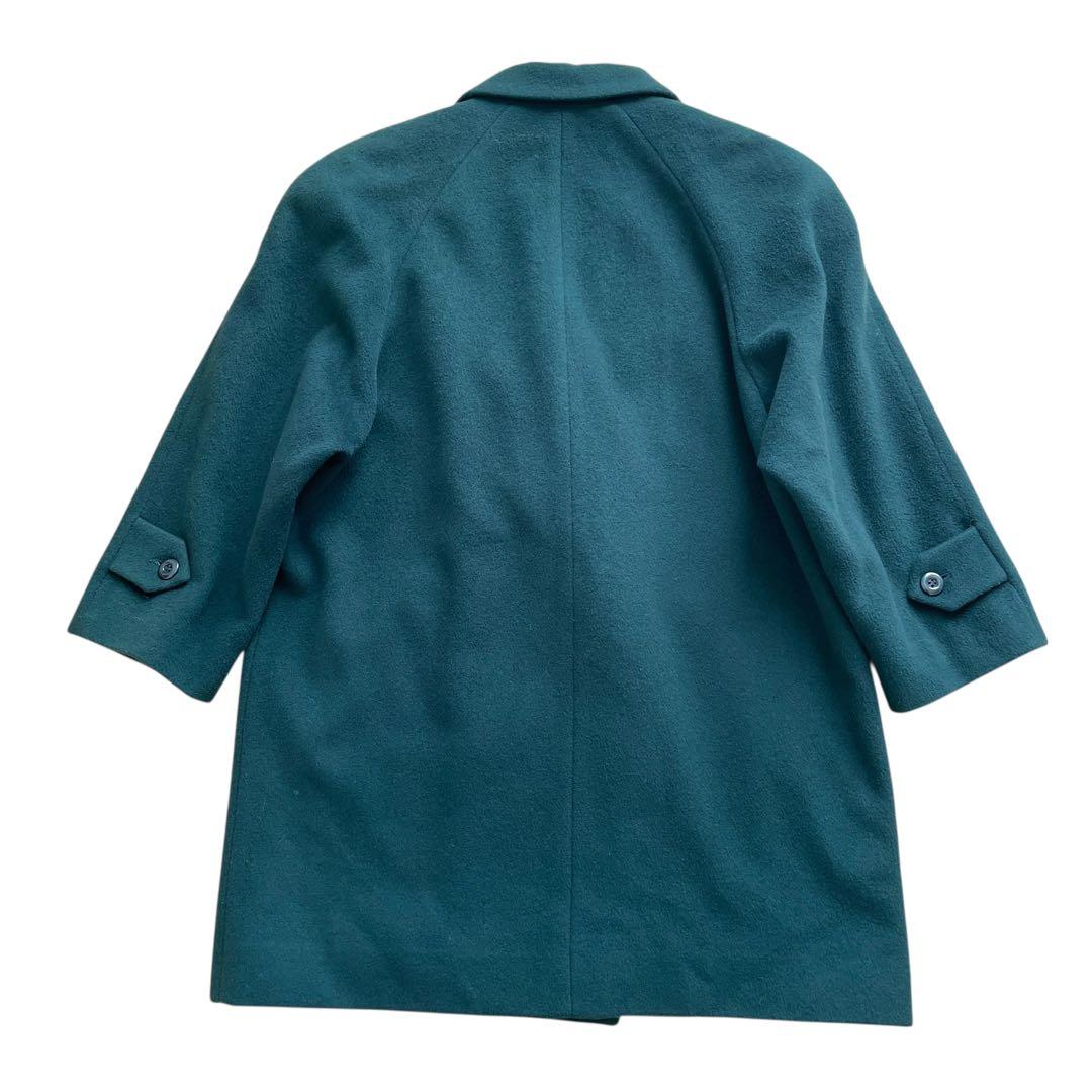 レアカラー 90s Burberry カシミヤ混 ハーフコート ダブル 裏地総柄