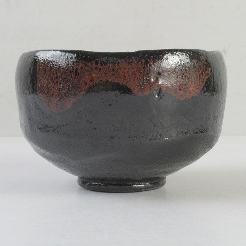 茶道具　楽焼　佐々木松楽造　黒楽茶碗　時代箱付　V　9458