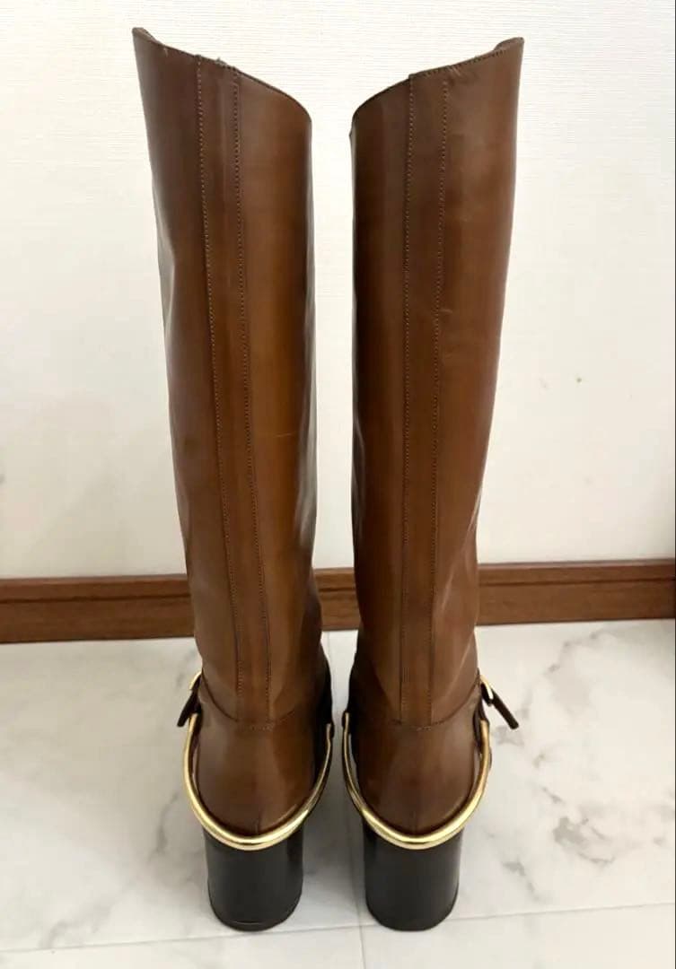 最終値下！サルトル　乗馬ブーツ　ロングブーツ ゴールドストラップ付き36美品