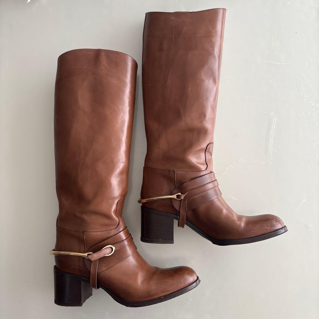 最終値下！サルトル　乗馬ブーツ　ロングブーツ ゴールドストラップ付き36美品