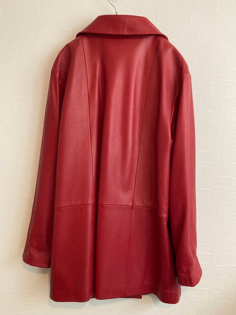 【美品】HANAE MORI ハナエモリ　赤 羊革　ジャケット　38サイズ大きめ