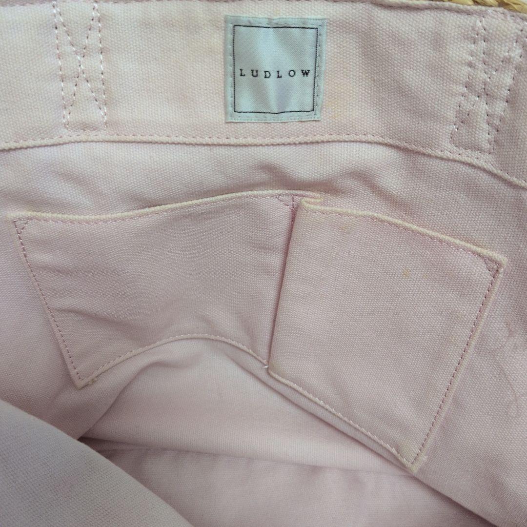 LUDLOW ラドロー フリル付ラフィアバッグ トートバッグ かごバッグ ピンク