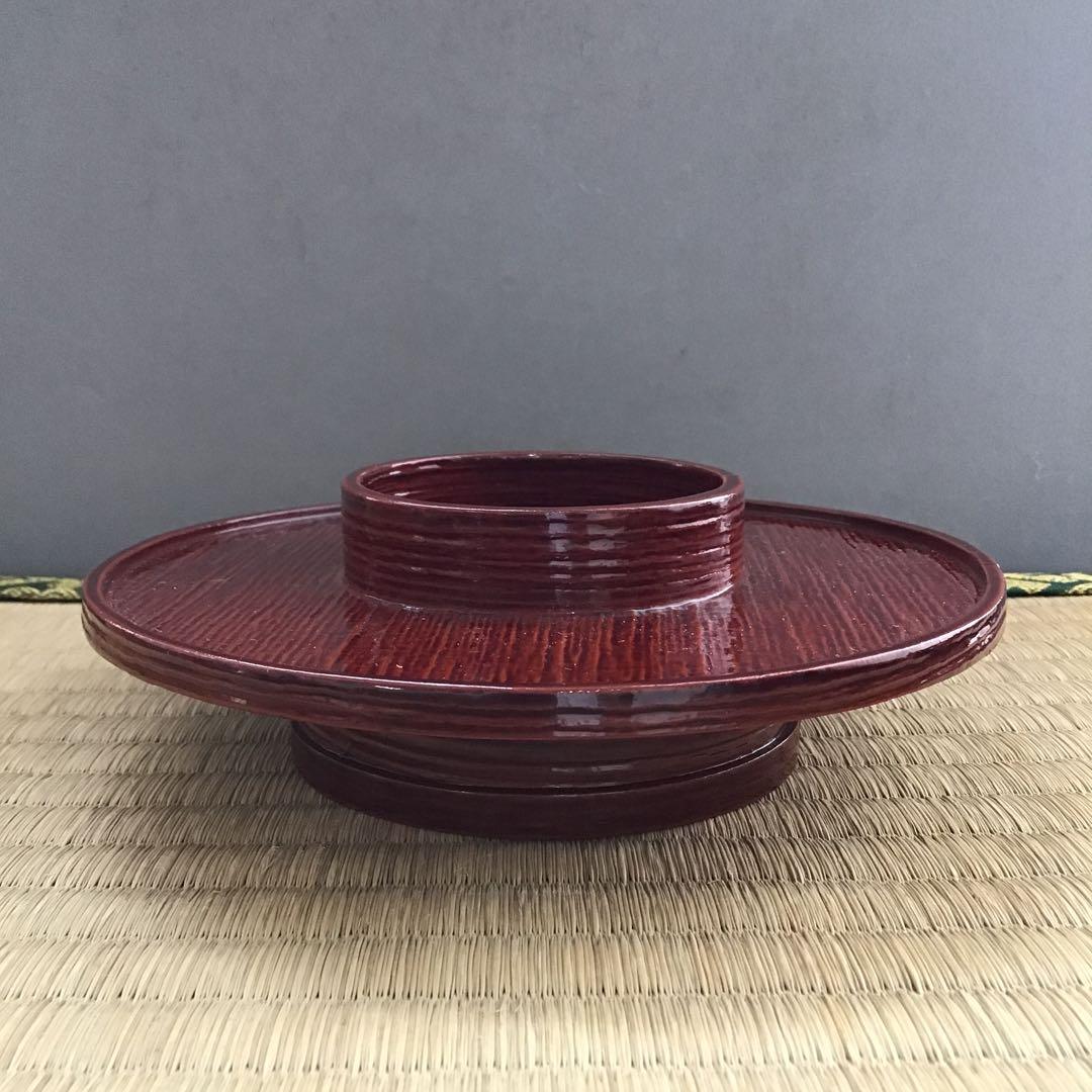 茶道具　柿合わせ天目台　初代楽只斎好　松尾流十代不染斎書付　共箱　N219TD