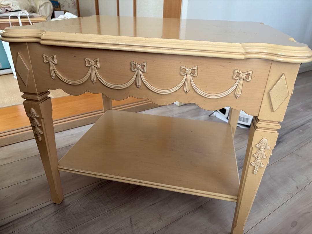 リンホーリン♡リボン木製ナイトテーブル レア イマン 姫家具 週末セール中