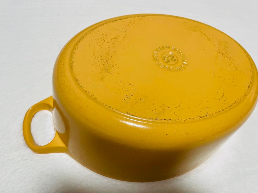 フランス製/ルクルーゼ/ココット/オーバル/25/ホーロー/琺瑯/イエロー/①