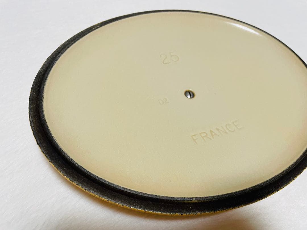 フランス製/ルクルーゼ/ココット/オーバル/25/ホーロー/琺瑯/イエロー/①