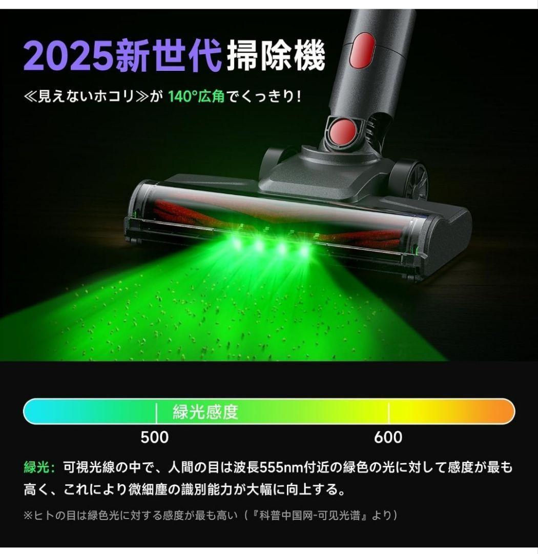 掃除機 コードレス 58kPa強力吸引自立式 55分連続稼働 軽量 スタンド不要
