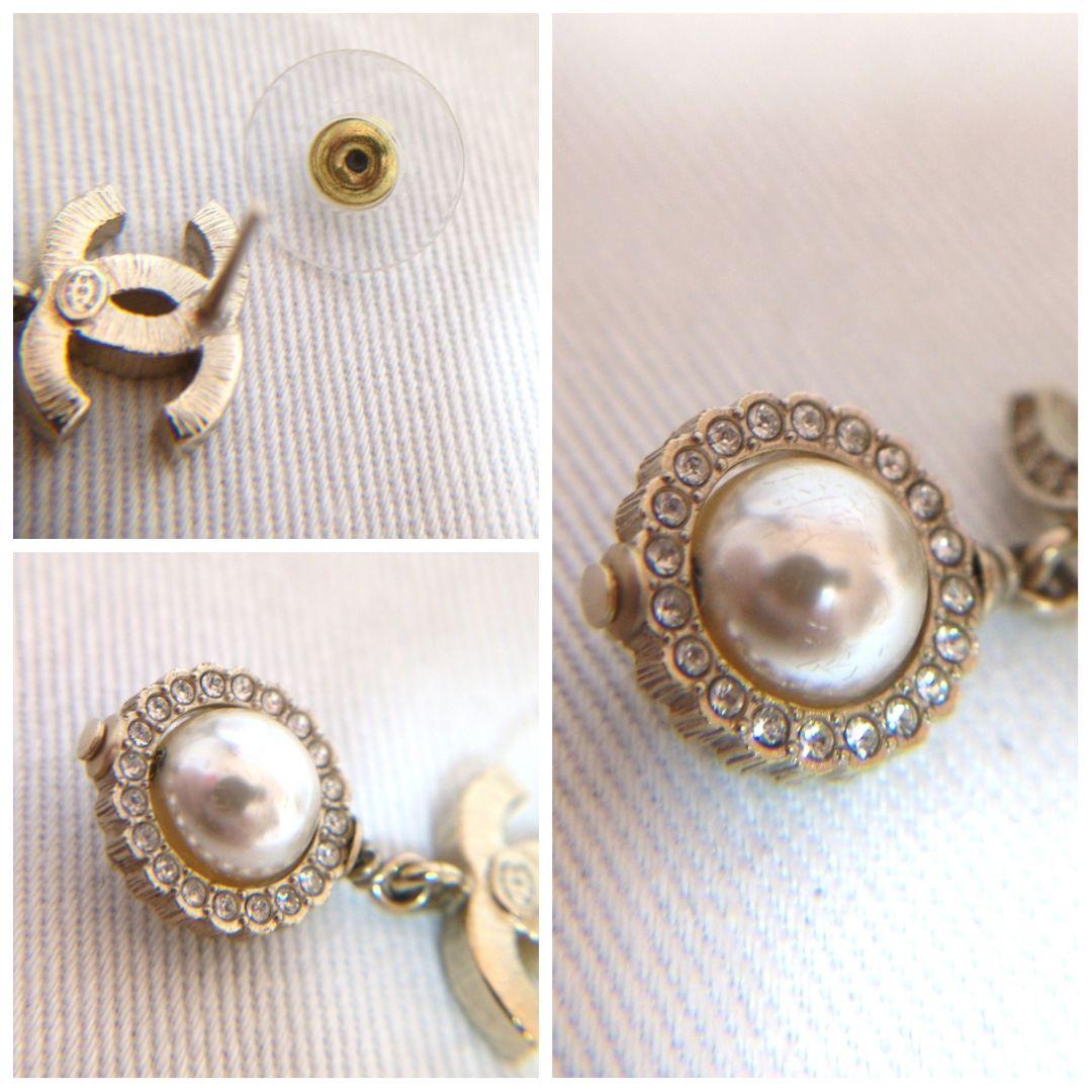 片耳　良品　シャネル　ゴールド　ラインストーン　ココマーク　ピアス　B21V