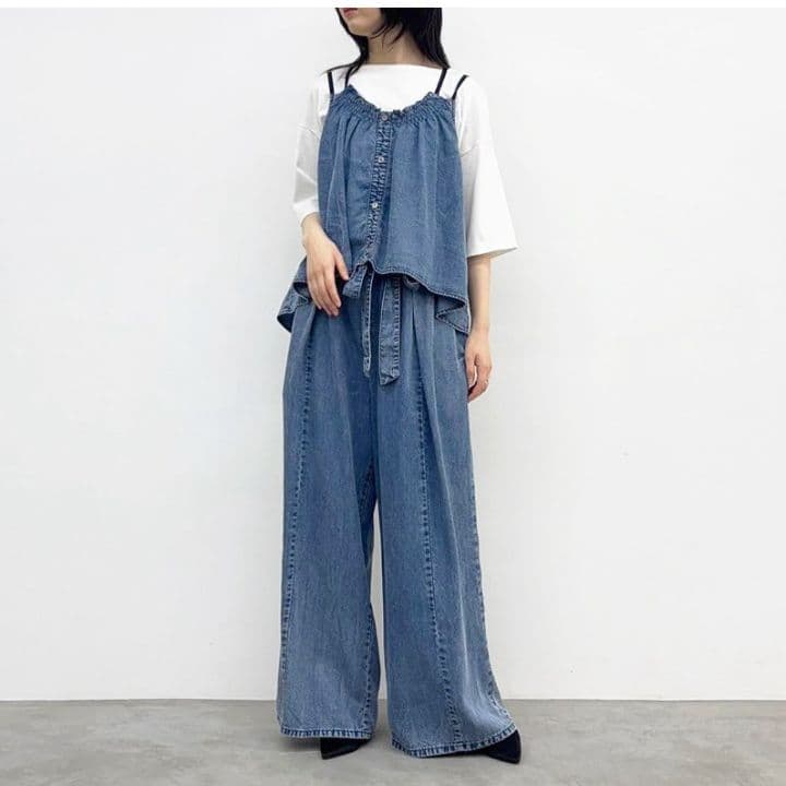 新品タグ付 2025新作 シニカル テンセル デニム トップス キャミ Mサイズ