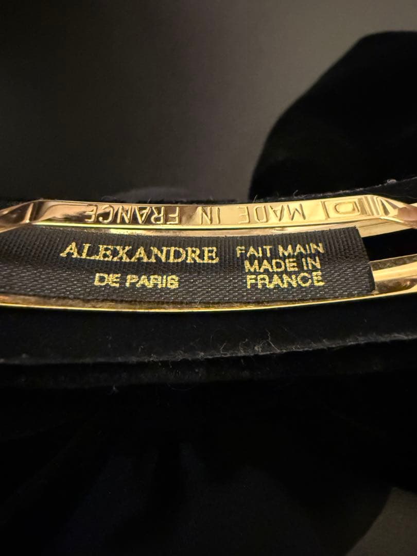 ALEXANDRE DE PARIS 黒ベロアリボンバレッタシルクカメリアアレク