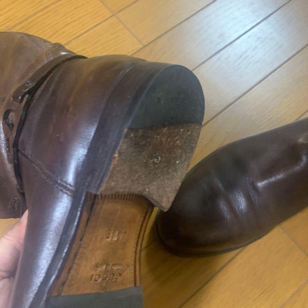 モ*ン様 グッチGUCCI　メンズロングレザーブーツ44