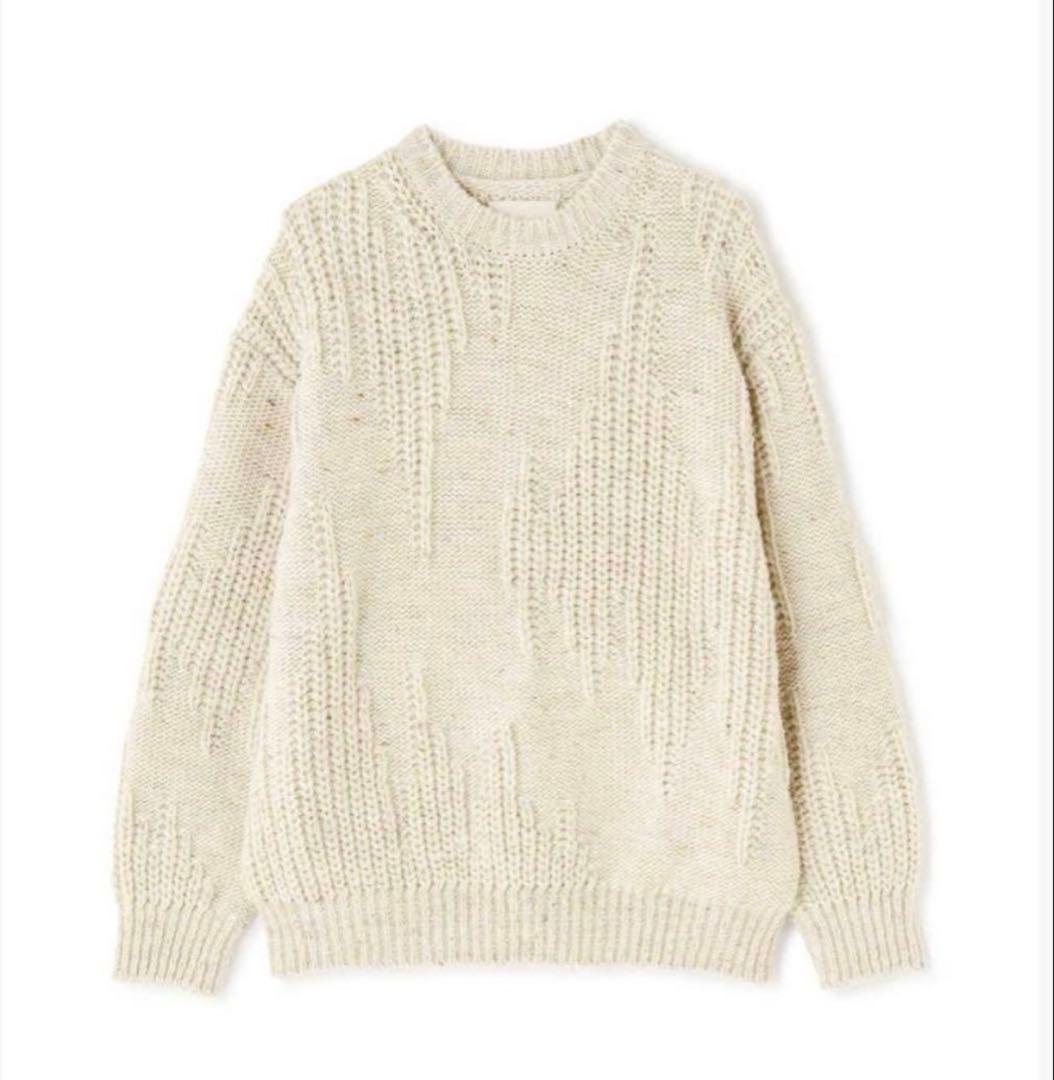 トップス YOKE IRREGULAR KNITTED CREWNECK SWEATER