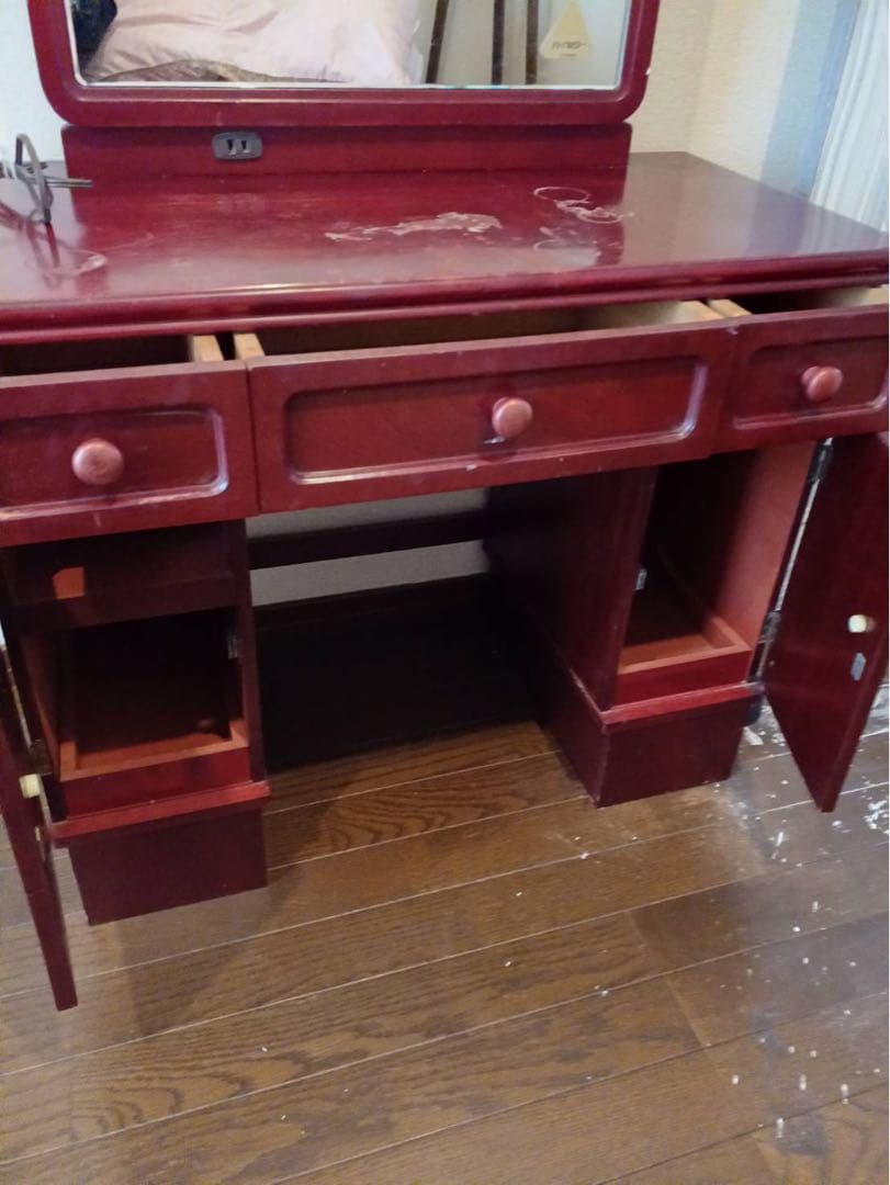 昭和レトロ　赤茶　クラシック　ドレッサー　鏡　鏡台 化粧台　 木製ドレッサー