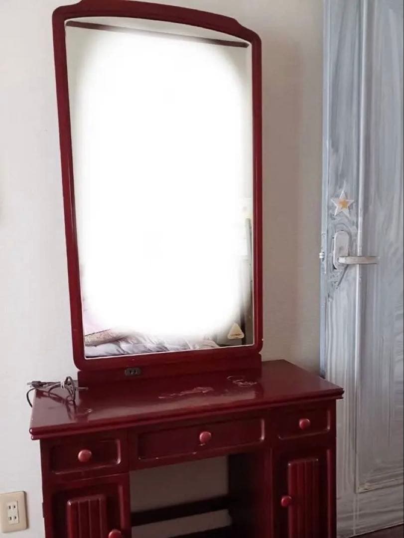 昭和レトロ　赤茶　クラシック　ドレッサー　鏡　鏡台 化粧台　 木製ドレッサー