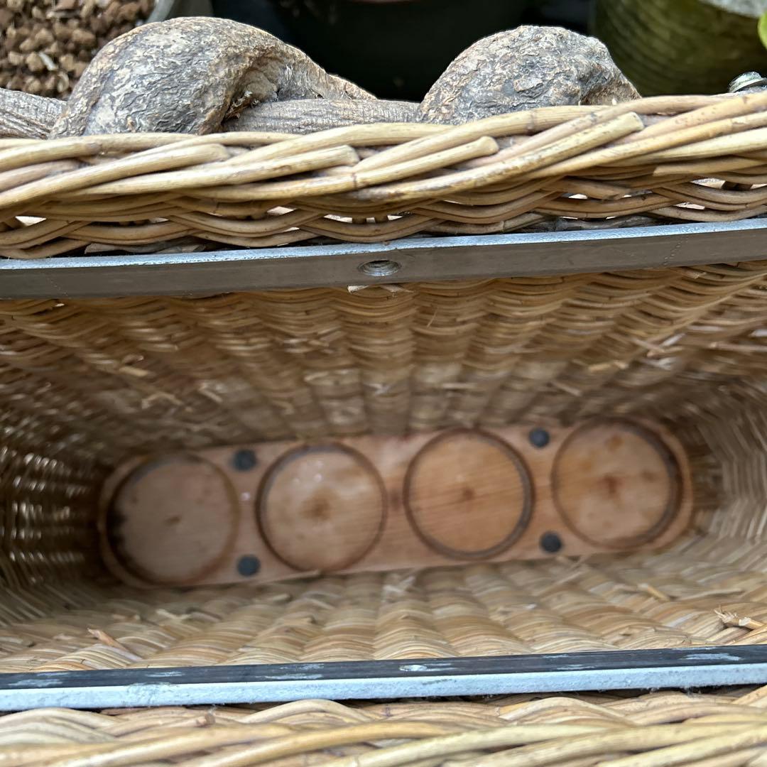 稀少ヴィンテージドイツ/スイス 籐バスケット/バスケットケース　枝飾り付き