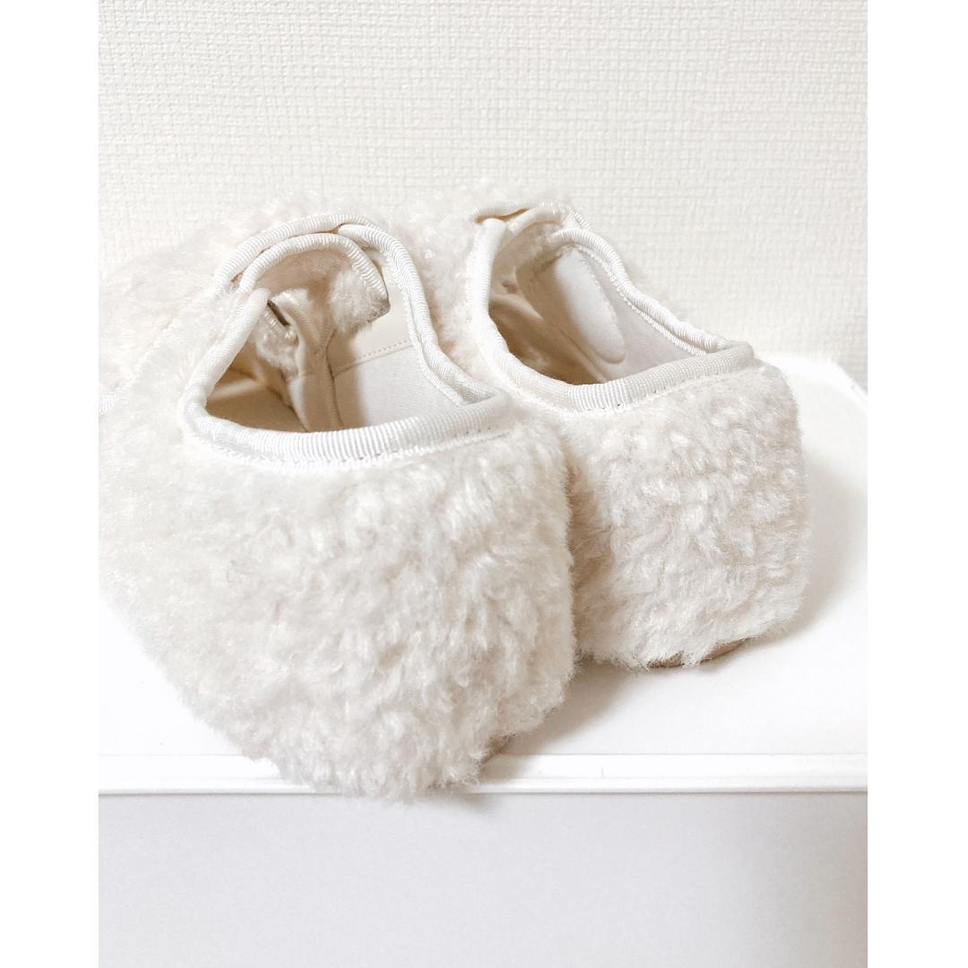 merry jenny 新品 ホワイト Mサイズ フェイクファーベルクロシューズ