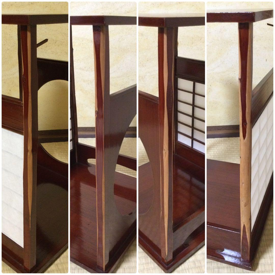 茶道具 園能斎好 吉野棚 塗師宗桂作 溜塗 茶棚 箱付 L306