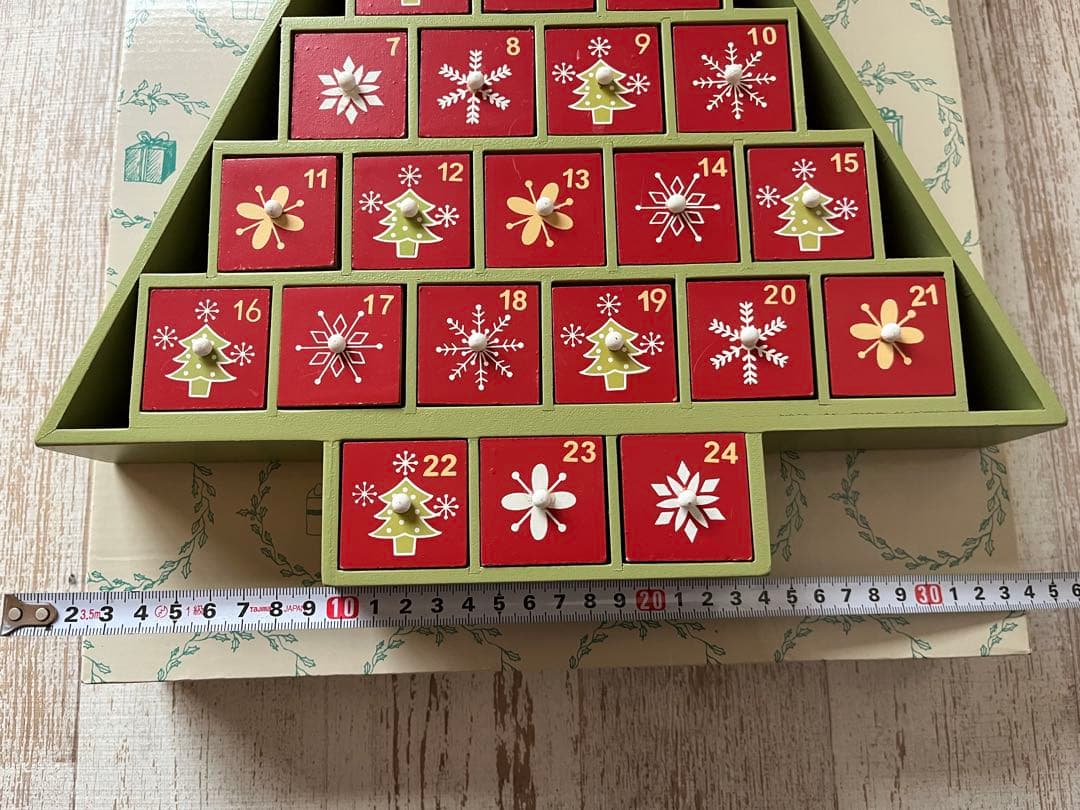 美品 クリスマス ツリー型 アドベントカレンダー 木 ウッド カレンダー お菓子