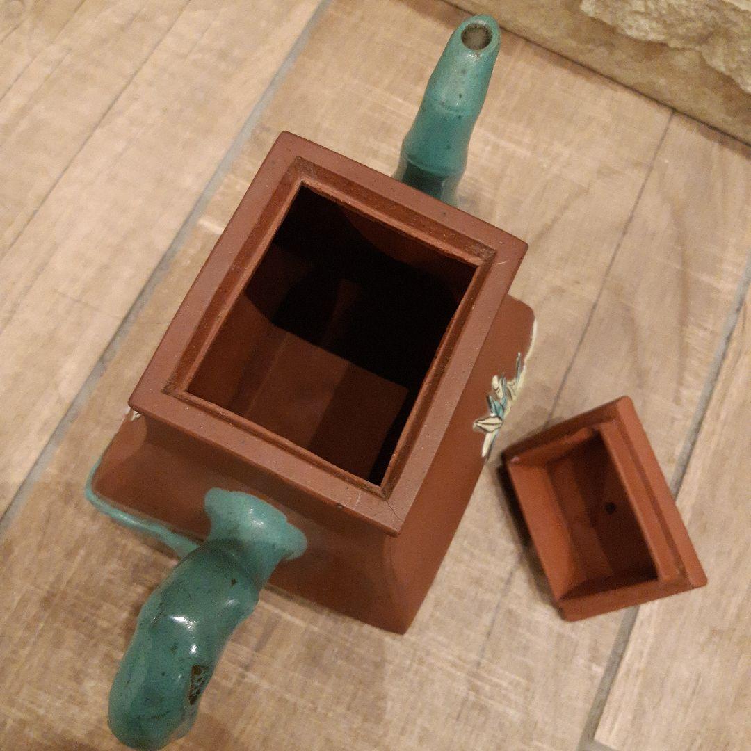 唐物　宜興紫砂　色絵花文　朱泥急須　単孔口　煎茶道具 ヴィンテージ 中国茶器