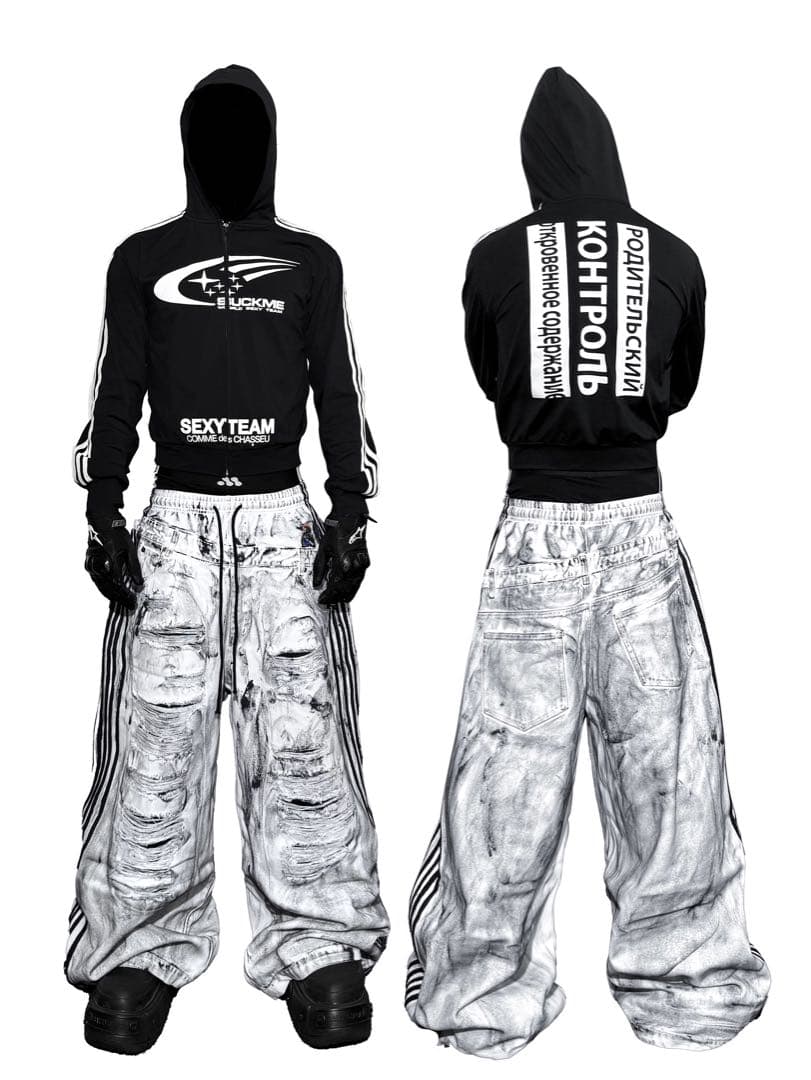 RYE CHASIN ダメージ加工 バギーパンツ ワイド 白 y2k opium