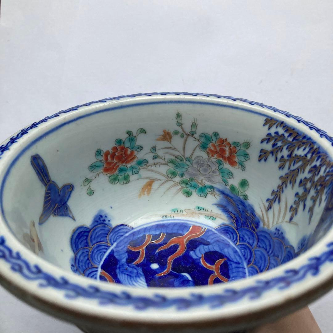 染錦色絵千鳥杯洗　器　吾山窯や源六製、大聖寺伊万里や古伊万里、深川製磁や其泉好き