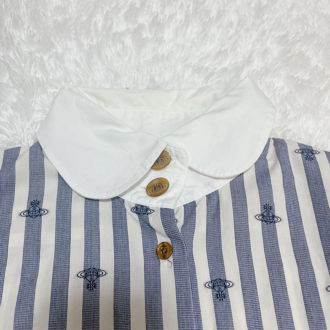 Vivienne Westwood 丸襟 オーブ ストライプ 長袖 シャツ M