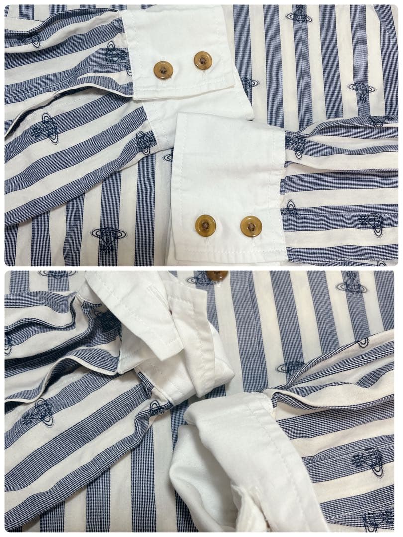 Vivienne Westwood 丸襟 オーブ ストライプ 長袖 シャツ M