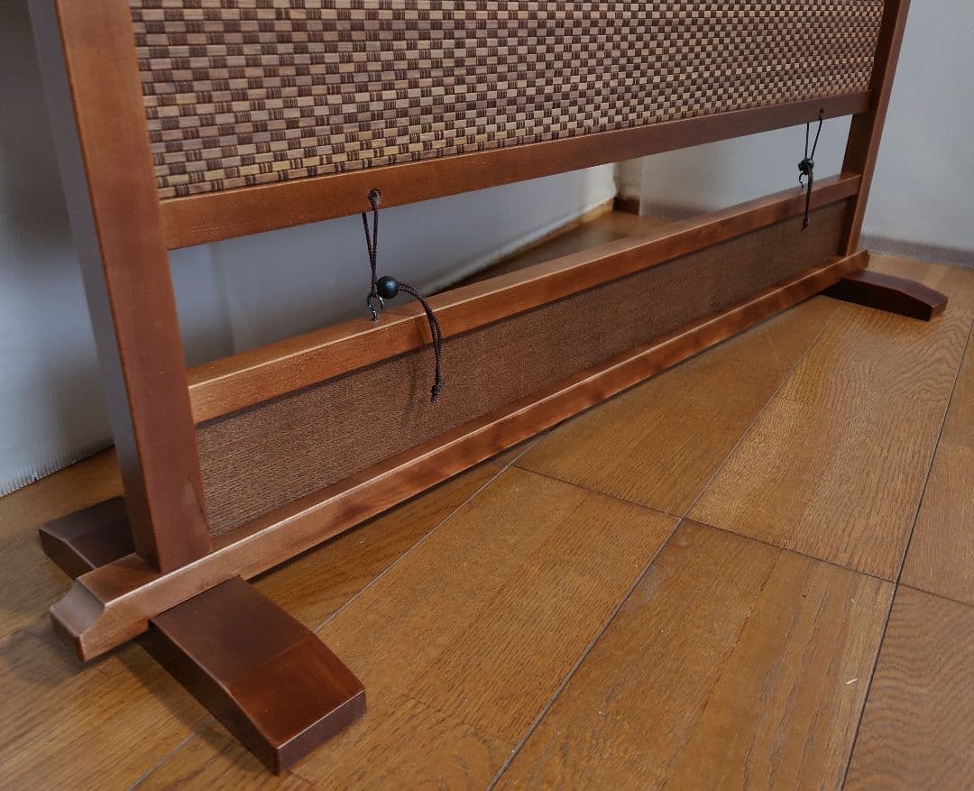 衝立　間仕切り　 木製 　竹簾パーテーション衝立　枯茶色仕上げフレーム　茶竹①