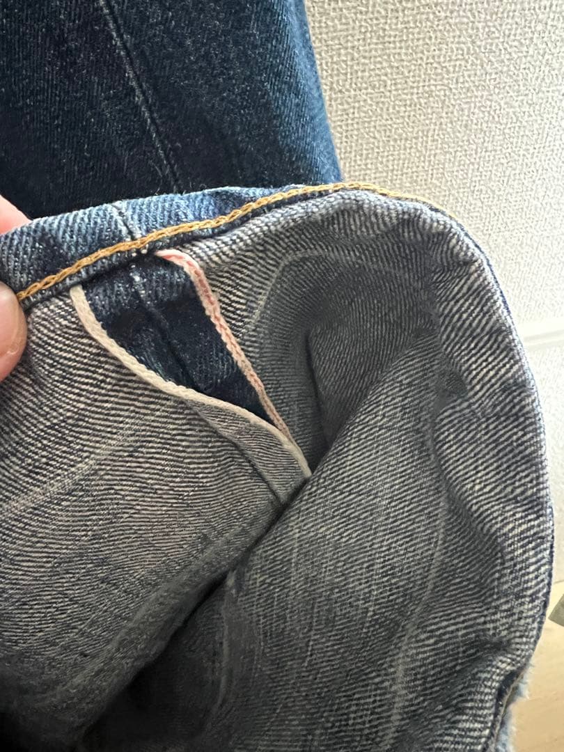 OLD Supreme 赤耳ストレートデニム ダメージあり1