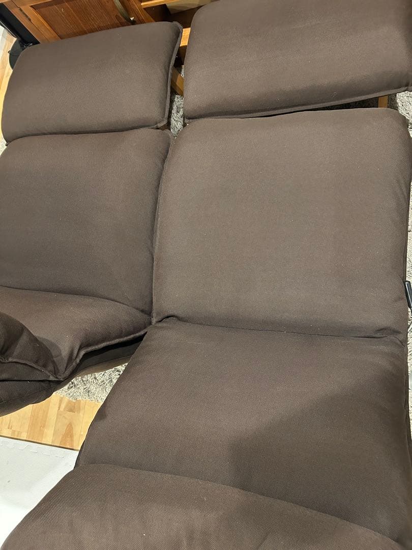 無印良品 ハイバックリクライニングソファ 2人掛け ブラウン オットマン２個付き