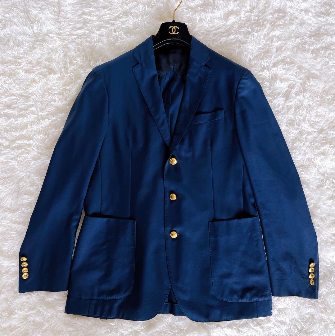 【ポロラルフローレン】ジャケット 紺ブレ 金ボタン ネイビー 40R 段返り