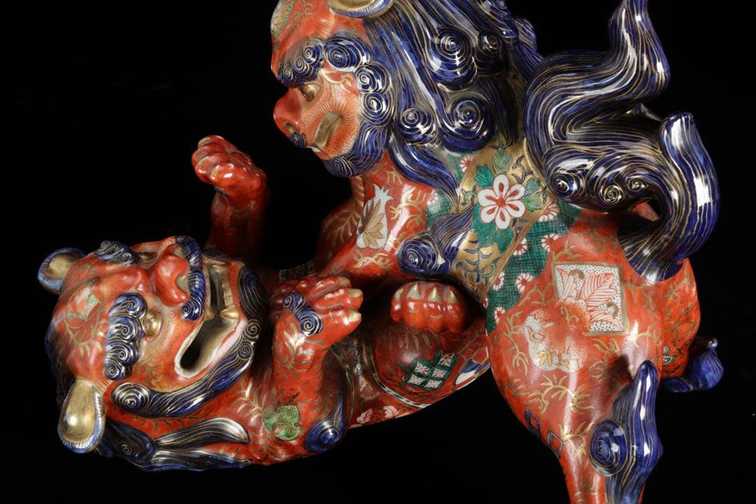 絡み獅子 戯れ獅子 狂い獅子 獅子 置物 縁起物 厄除 魔除 古美術 骨董品