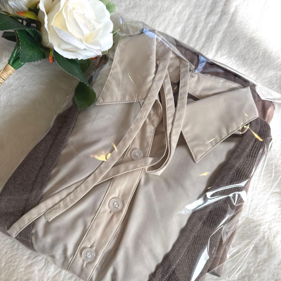 新品Darich ダーリッチ シャツドッキングプリーツミニワンピース　モカ