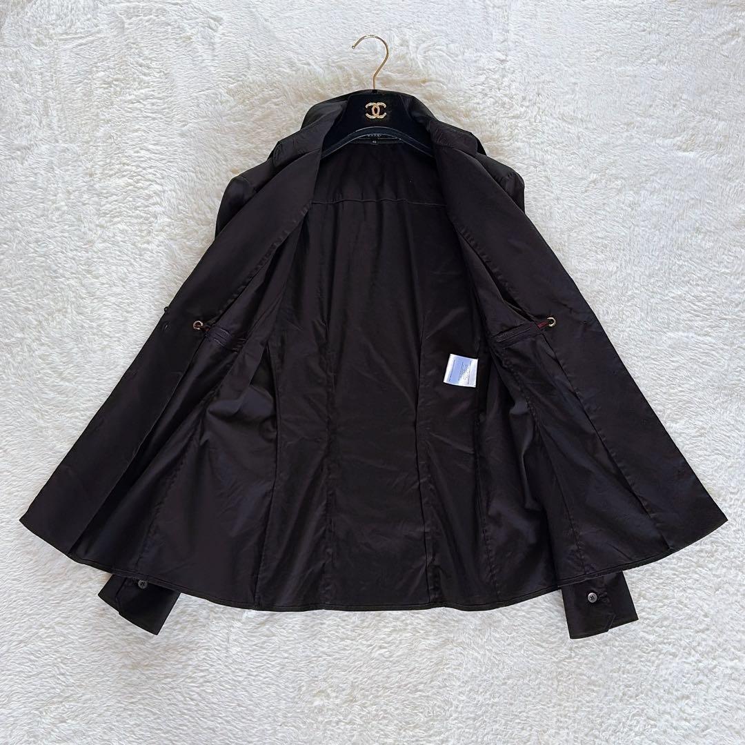 美品✨希少【グッチ】シェリーラインリボン付き長袖シャツ ロゴ刻印ボタン 黒 40