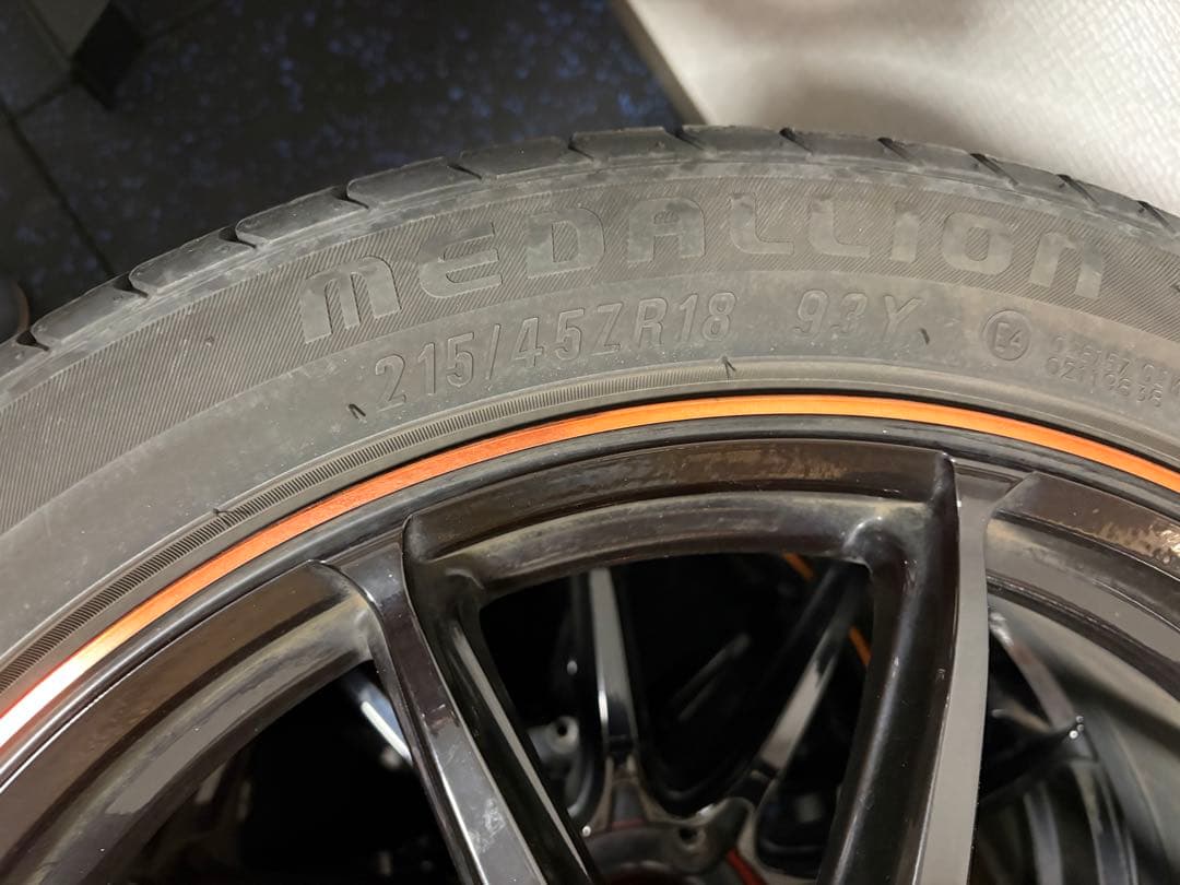 Gスピード215/45R18 ブラックホイールセット 5穴 4本